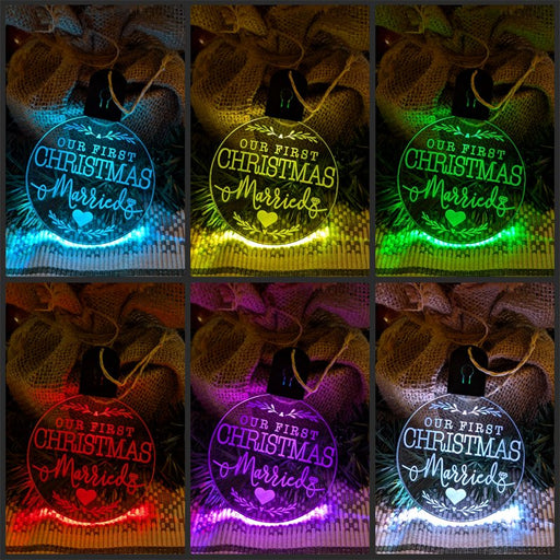 My First Christmas Married Personalised Name Tree Bauble Light Decoration - KustomboxNight Lights & Ambient LightingKustomboxBauble - Standard Size