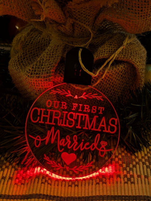 My First Christmas Married Personalised Name Tree Bauble Light Decoration - KustomboxNight Lights & Ambient LightingKustomboxBauble - Standard Size