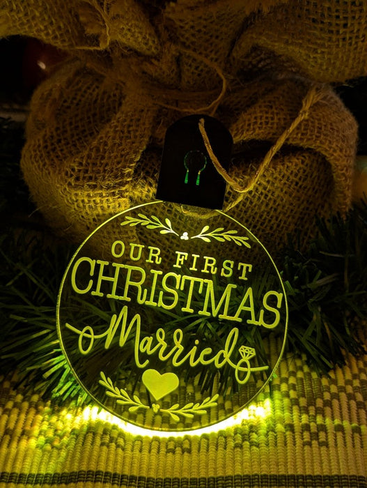 My First Christmas Married Personalised Name Tree Bauble Light Decoration - KustomboxNight Lights & Ambient LightingKustomboxBauble - Standard Size