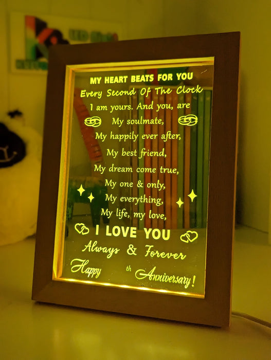 My Heart Beats Anniversary Date Quote 3D LED Night Light