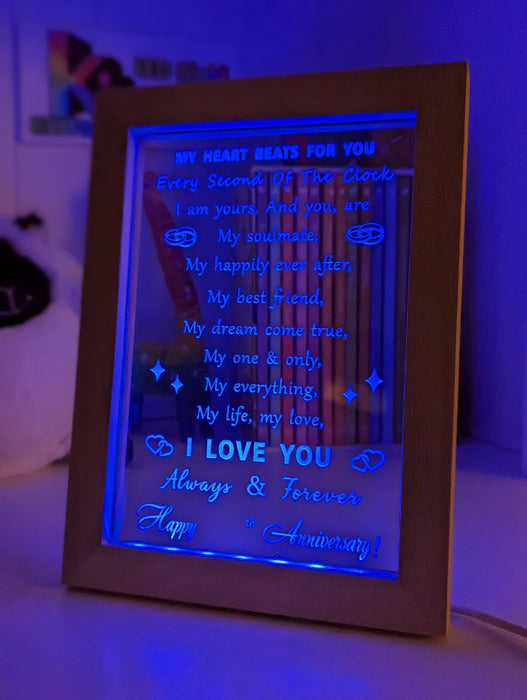 My Heart Beats Anniversary Date Quote 3D LED Night Light