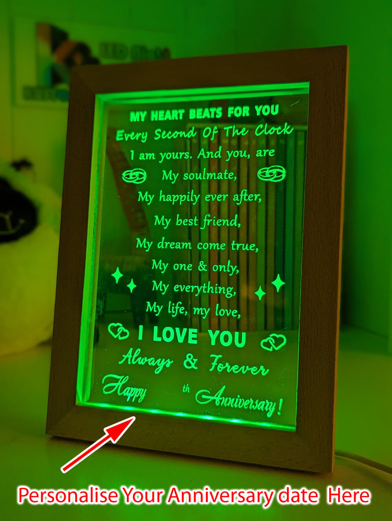 My Heart Beats Anniversary Date Quote 3D LED Night Light