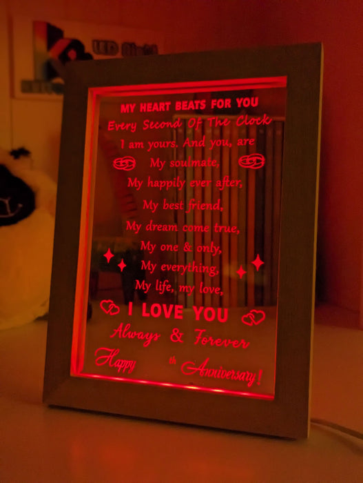 My Heart Beats Anniversary Date Quote 3D LED Night Light