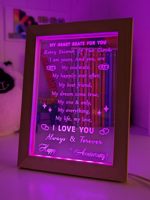 My Heart Beats Anniversary Date Quote 3D LED Night Light