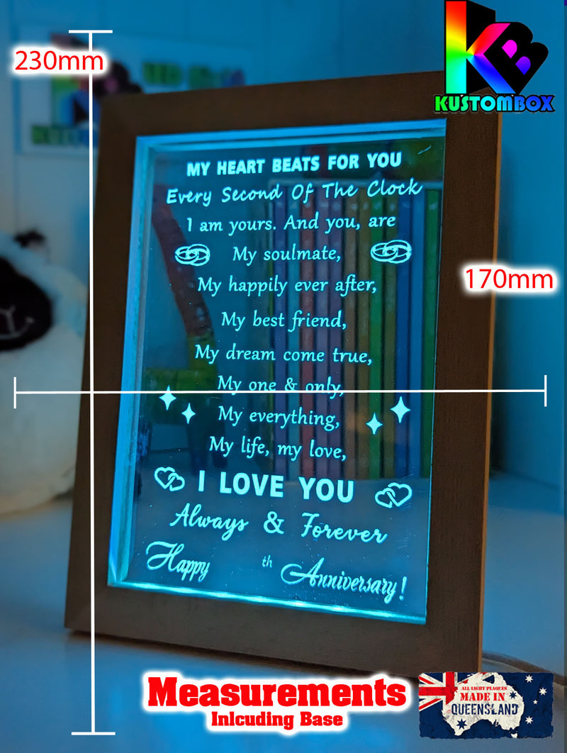 My Heart Beats Anniversary Date Quote 3D LED Night Light
