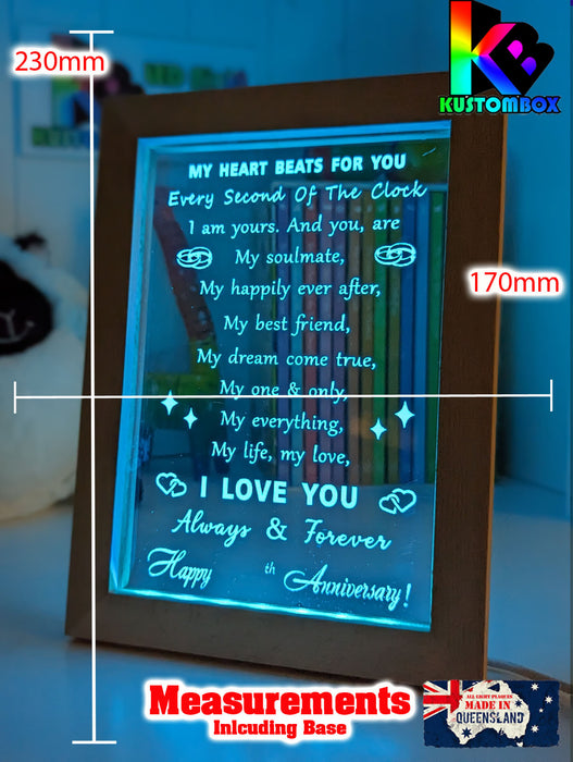 My Heart Beats Anniversary Date Quote 3D LED Night Light