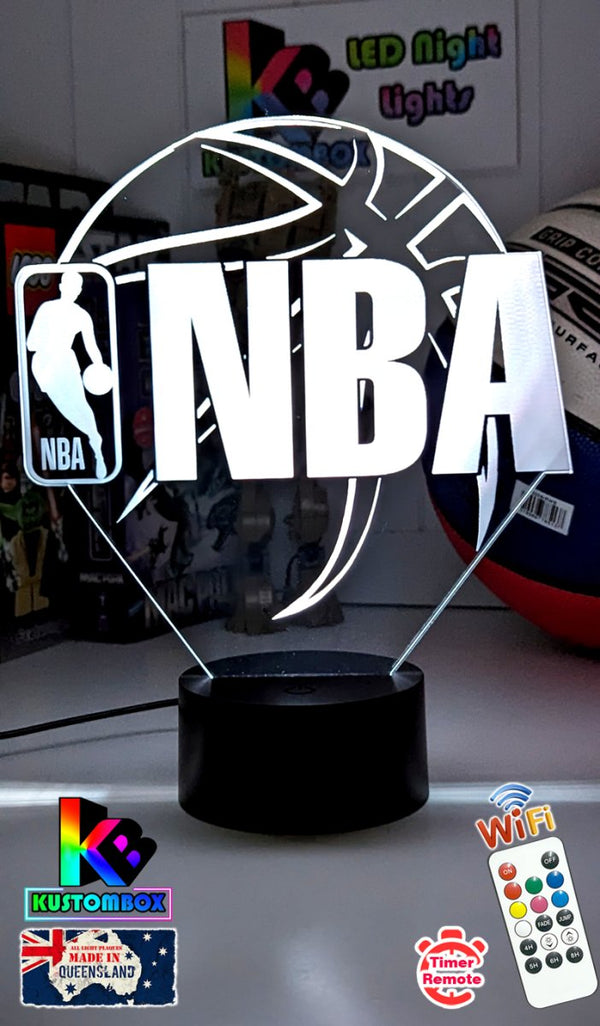 NBA BASKETBALL LOGO 3D LED NIGHT LIGHT LAMP + REMOTE CONTROL - KustomboxNight Lights & Ambient LightingKustomboxStandard Black Base