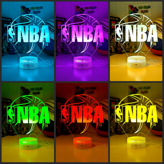 NBA BASKETBALL LOGO 3D LED NIGHT LIGHT LAMP + REMOTE CONTROL - KustomboxNight Lights & Ambient LightingKustomboxStandard Black Base