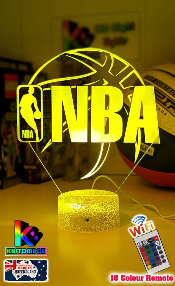 NBA BASKETBALL LOGO 3D LED NIGHT LIGHT LAMP + REMOTE CONTROL - KustomboxNight Lights & Ambient LightingKustomboxStandard Black Base