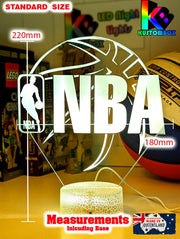 NBA BASKETBALL LOGO 3D LED NIGHT LIGHT LAMP + REMOTE CONTROL - KustomboxNight Lights & Ambient LightingKustomboxStandard Black Base