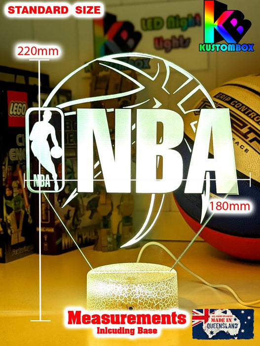 NBA BASKETBALL LOGO 3D LED NIGHT LIGHT LAMP + REMOTE CONTROL - KustomboxNight Lights & Ambient LightingKustomboxStandard Black Base