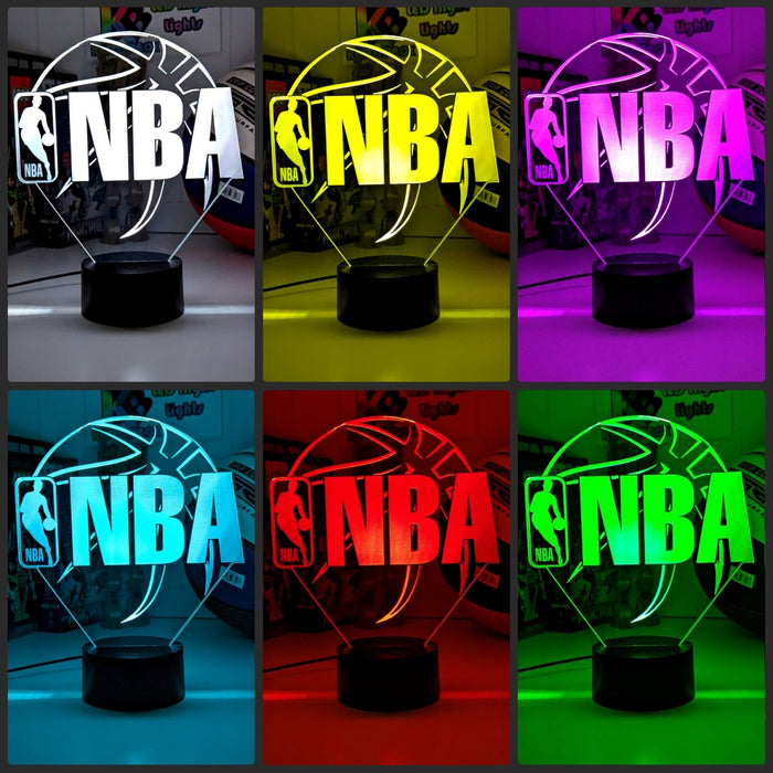 NBA BASKETBALL LOGO 3D LED NIGHT LIGHT LAMP + REMOTE CONTROL - KustomboxNight Lights & Ambient LightingKustomboxStandard Black Base