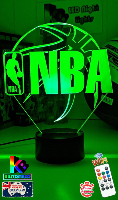 NBA BASKETBALL LOGO 3D LED NIGHT LIGHT LAMP + REMOTE CONTROL - KustomboxNight Lights & Ambient LightingKustomboxStandard Black Base