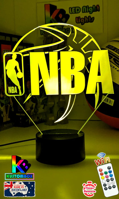 NBA BASKETBALL LOGO 3D LED NIGHT LIGHT LAMP + REMOTE CONTROL - KustomboxNight Lights & Ambient LightingKustomboxStandard Black Base