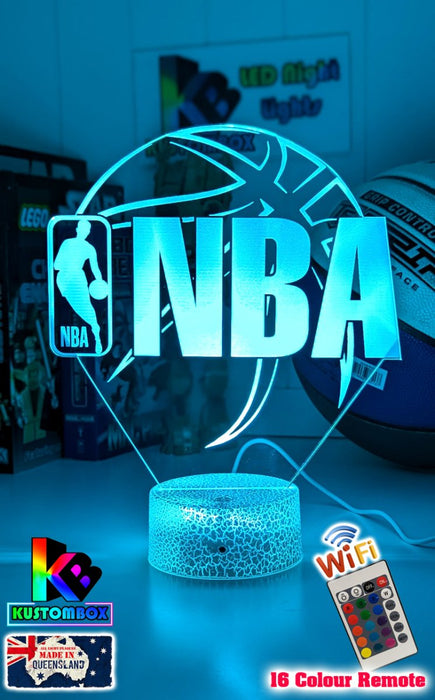 NBA BASKETBALL LOGO 3D LED NIGHT LIGHT LAMP + REMOTE CONTROL - KustomboxNight Lights & Ambient LightingKustomboxStandard Black Base