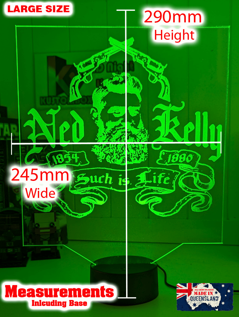 Ned Kelly Such is Life Wanted Dead or Alive 3D LED Night Light Mancave Bar Room - KustomboxNight Lights & Ambient LightingKustomboxStandard Size no Name