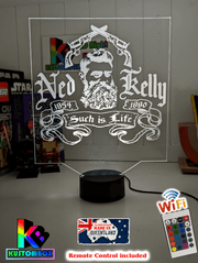 Ned Kelly Such is Life Wanted Dead or Alive 3D LED Night Light Mancave Bar Room - KustomboxNight Lights & Ambient LightingKustomboxStandard Size no Name
