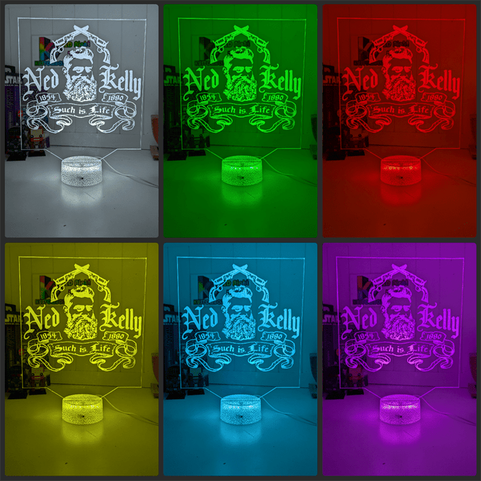 Ned Kelly Such is Life Wanted Dead or Alive 3D LED Night Light Mancave Bar Room - KustomboxNight Lights & Ambient LightingKustomboxStandard Size no Name