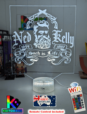Ned Kelly Such is Life Wanted Dead or Alive 3D LED Night Light Mancave Bar Room - KustomboxNight Lights & Ambient LightingKustomboxStandard Size no Name