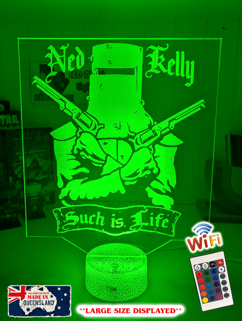 Ned Kelly Wanted Dead or Alive Such is Life 3D LED Night Light Lamp - KustomboxNight Lights & Ambient LightingKustomboxStandard Size no Name