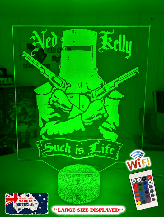 Ned Kelly Wanted Dead or Alive Such is Life 3D LED Night Light Lamp - KustomboxNight Lights & Ambient LightingKustomboxStandard Size no Name