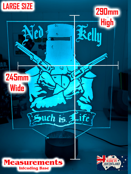 Ned Kelly Wanted Dead or Alive Such is Life 3D LED Night Light Lamp - KustomboxNight Lights & Ambient LightingKustomboxStandard Size no Name