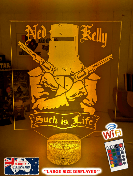 Ned Kelly Wanted Dead or Alive Such is Life 3D LED Night Light Lamp - KustomboxNight Lights & Ambient LightingKustomboxStandard Size no Name