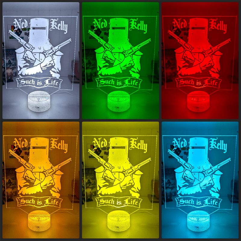 Ned Kelly Wanted Dead or Alive Such is Life 3D LED Night Light Lamp - KustomboxNight Lights & Ambient LightingKustomboxStandard Size no Name