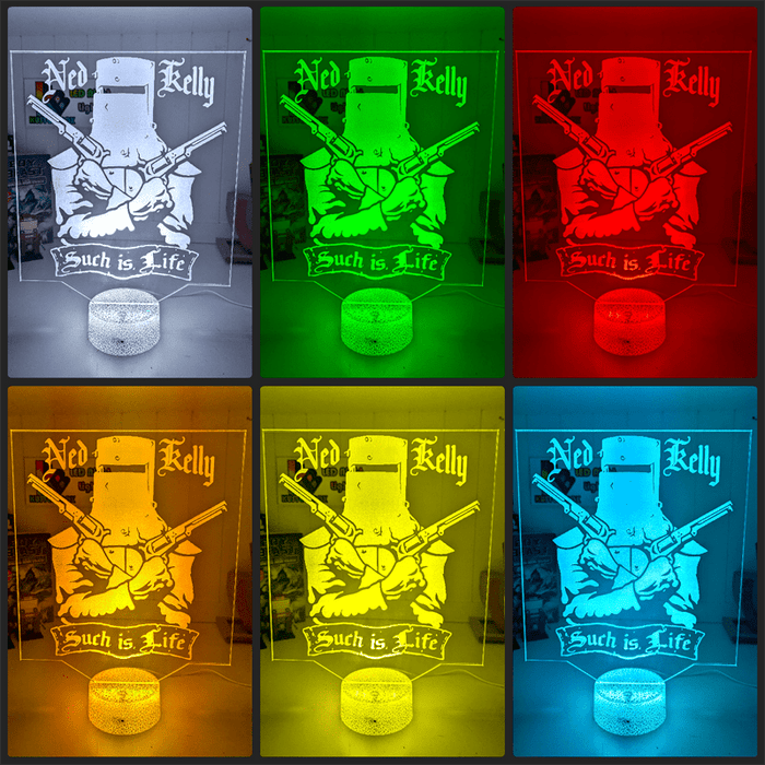 Ned Kelly Wanted Dead or Alive Such is Life 3D LED Night Light Lamp - KustomboxNight Lights & Ambient LightingKustomboxStandard Size no Name