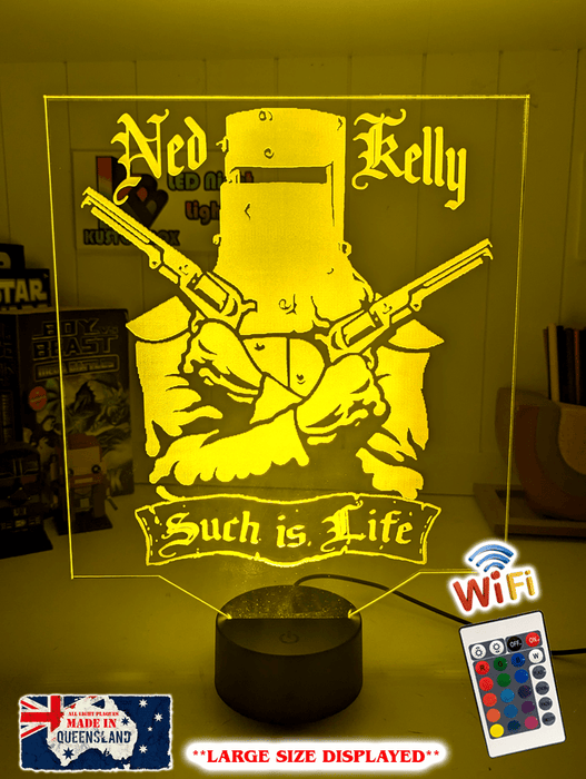 Ned Kelly Wanted Dead or Alive Such is Life 3D LED Night Light Lamp - KustomboxNight Lights & Ambient LightingKustomboxStandard Size no Name