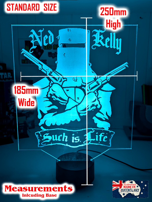 Ned Kelly Wanted Dead or Alive Such is Life 3D LED Night Light Lamp - KustomboxNight Lights & Ambient LightingKustomboxStandard Size no Name