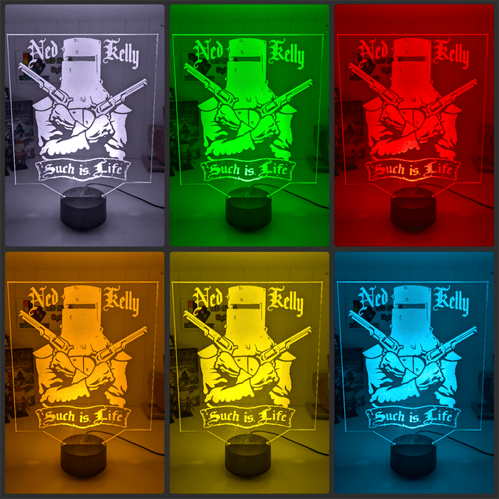 Ned Kelly Wanted Dead or Alive Such is Life 3D LED Night Light Lamp - KustomboxNight Lights & Ambient LightingKustomboxStandard Size no Name