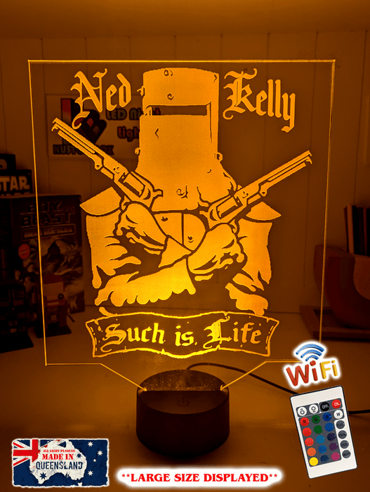 Ned Kelly Wanted Dead or Alive Such is Life 3D LED Night Light Lamp - KustomboxNight Lights & Ambient LightingKustomboxStandard Size no Name