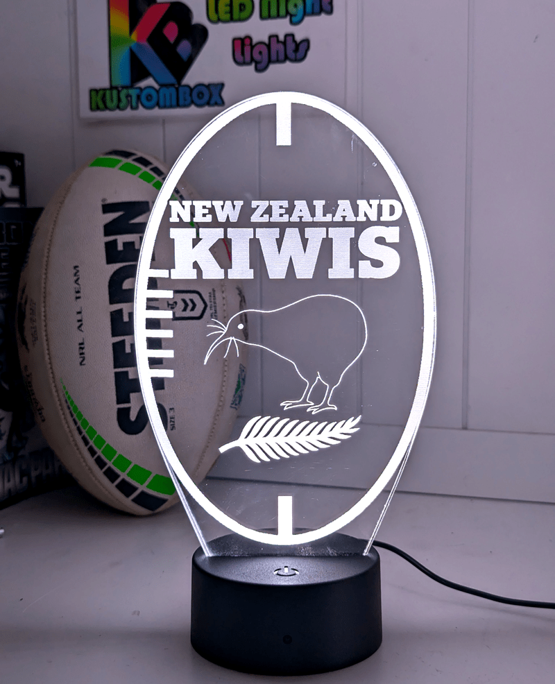 NEW ZEALAND KIWIS Rugby League Ball Personalised Name 3D LED Night Light Lamp - KustomboxNight Lights & Ambient LightingKustomboxStandard Size