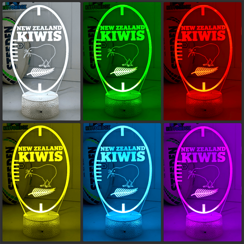 NEW ZEALAND KIWIS Rugby League Ball Personalised Name 3D LED Night Light Lamp - KustomboxNight Lights & Ambient LightingKustomboxStandard Size
