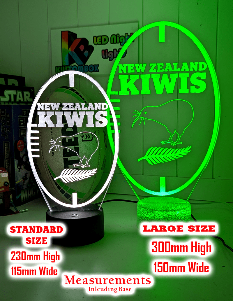 NEW ZEALAND KIWIS Rugby League Ball Personalised Name 3D LED Night Light Lamp - KustomboxNight Lights & Ambient LightingKustomboxStandard Size
