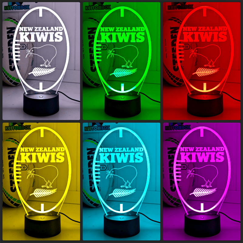 NEW ZEALAND KIWIS Rugby League Ball Personalised Name 3D LED Night Light Lamp - KustomboxNight Lights & Ambient LightingKustomboxStandard Size