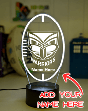 New Zealand Warriors Personalised Ball Shaped 3D LED Night Light Name Lamp - KustomboxNight Lights & Ambient LightingKustomboxStandard Size - Personalised Name