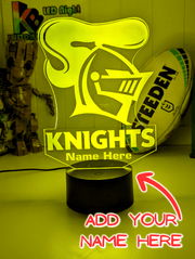 Newcastle Knights 3D LED Night Light Personalised Name Lamp 16 Colour Remote - KustomboxNight Lights & Ambient LightingKustomboxStandard Size - Personalised Name