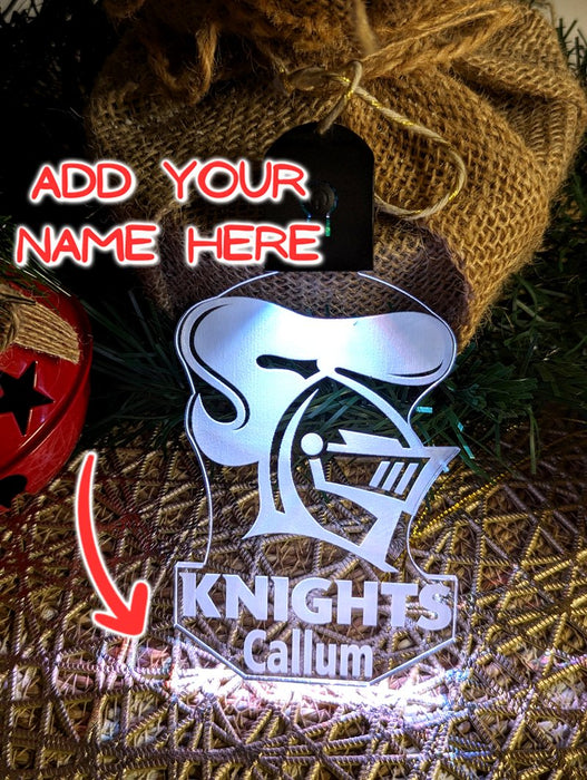 Newcastle Knights Football Personalised Christmas Bauble 3D LED Light Decoration - KustomboxNight Lights & Ambient LightingKustomboxBauble - No Name