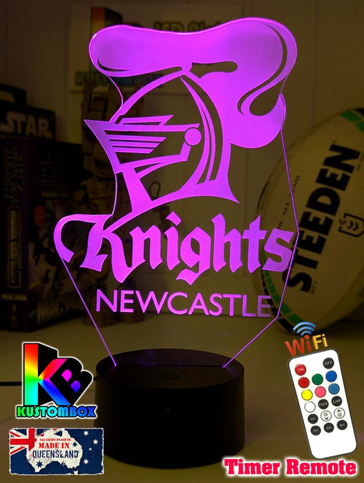 NEWCASTLE KNIGHTS Rugby League Football Club 3D LED Night Light - KustomboxNight Lights & Ambient LightingKustomboxStandard Size