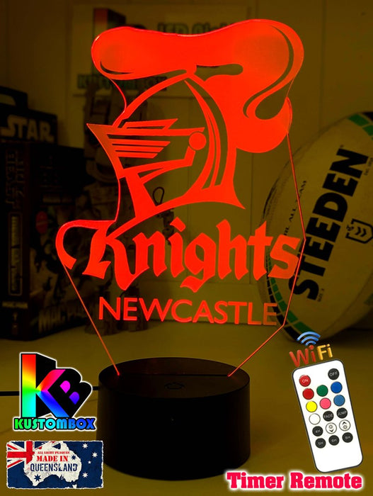 NEWCASTLE KNIGHTS Rugby League Football Club 3D LED Night Light - KustomboxNight Lights & Ambient LightingKustomboxStandard Size