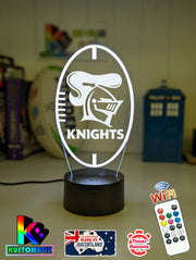 Newcastle Knights logo LED night light with engraved name option and remote colour control.  new logo Ball shaped Light