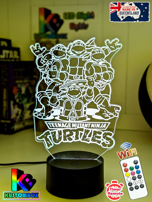 Ninja Turtles Personalised Name 3D LED Night Light Lamp - KustomboxNight Lights & Ambient LightingKustomboxStandard Size - No Name