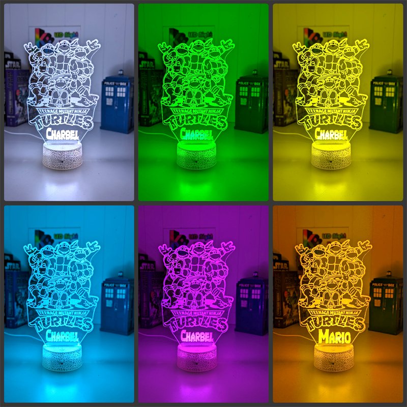 Ninja Turtles Personalised Name 3D LED Night Light Lamp - KustomboxNight Lights & Ambient LightingKustomboxStandard Size - No Name
