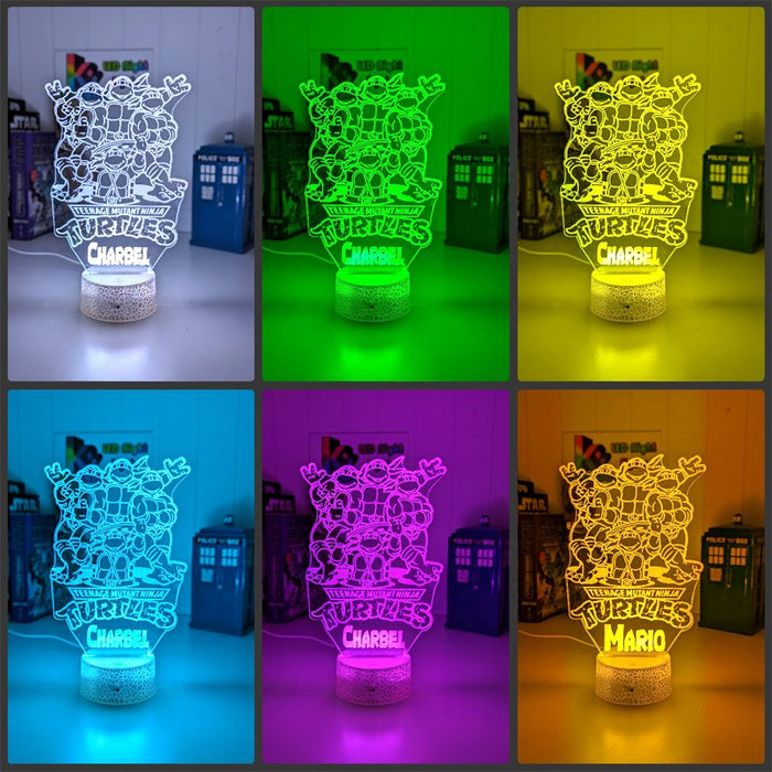 Ninja Turtles Personalised Name 3D LED Night Light Lamp - KustomboxNight Lights & Ambient LightingKustomboxStandard Size - No Name