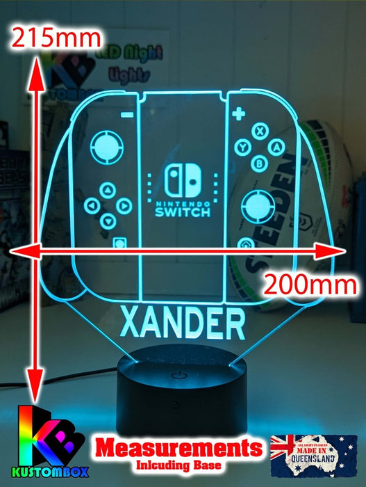 Nintendo Switch Personalised Name Gamer Controller 3d Led Night Light Lamp - KustomboxNight Lights & Ambient LightingKustombox215mm HighBlack Base