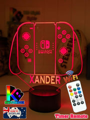 Nintendo Switch Personalised Name Gamer Controller 3d Led Night Light Lamp - KustomboxNight Lights & Ambient LightingKustombox215mm HighBlack Base