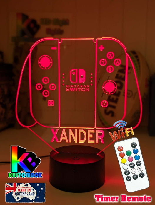 Nintendo Switch Personalised Name Gamer Controller 3d Led Night Light Lamp - KustomboxNight Lights & Ambient LightingKustombox215mm HighBlack Base