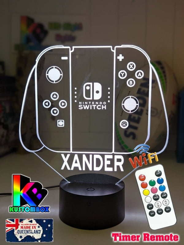Nintendo Switch Personalised Name Gamer Controller 3d Led Night Light Lamp - KustomboxNight Lights & Ambient LightingKustombox215mm HighBlack Base